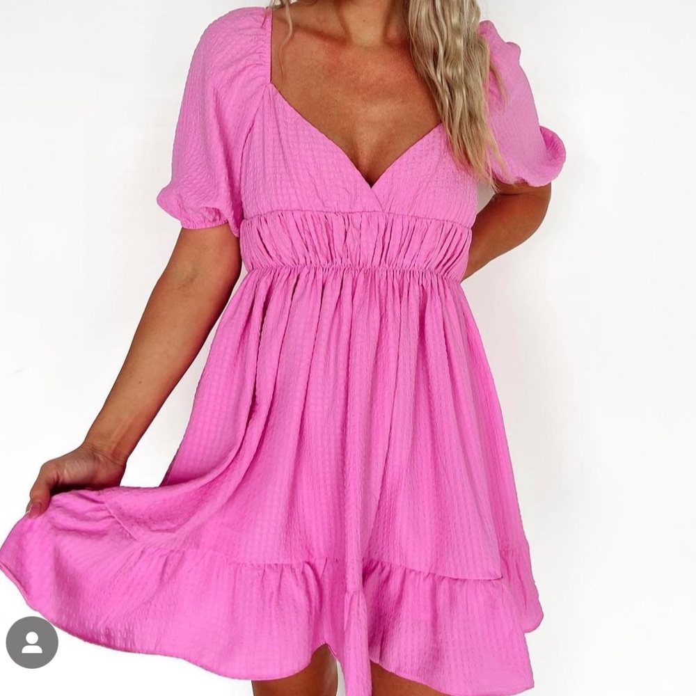Pink Puff Sleeve Mini Sundress LUSH Size Small